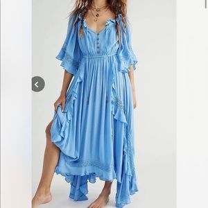 Free People Beach Bliss Maxi Dress XS Blue NWOT